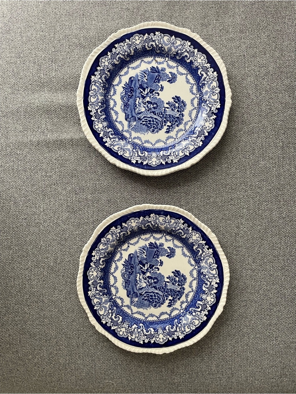 Woods Burslem England Plates - Blue and White Desert Plates - Pair